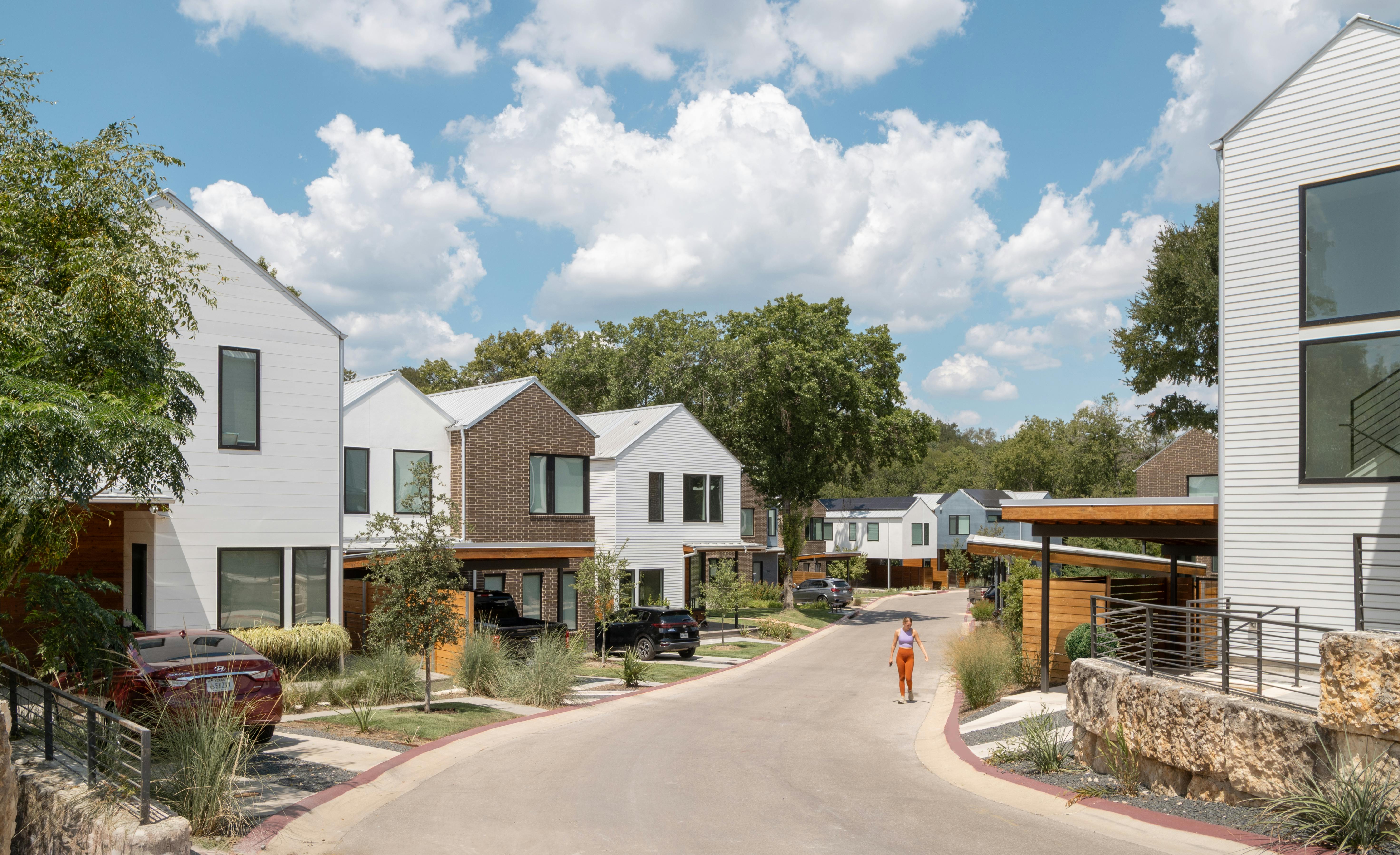 The Frank Condos in Austin's historic Bouldin Creek neighborhood features 30 units on a three-acre infill lot and is a prime (and well-received) example of the city's upzoning allowances to enable attainable housing.