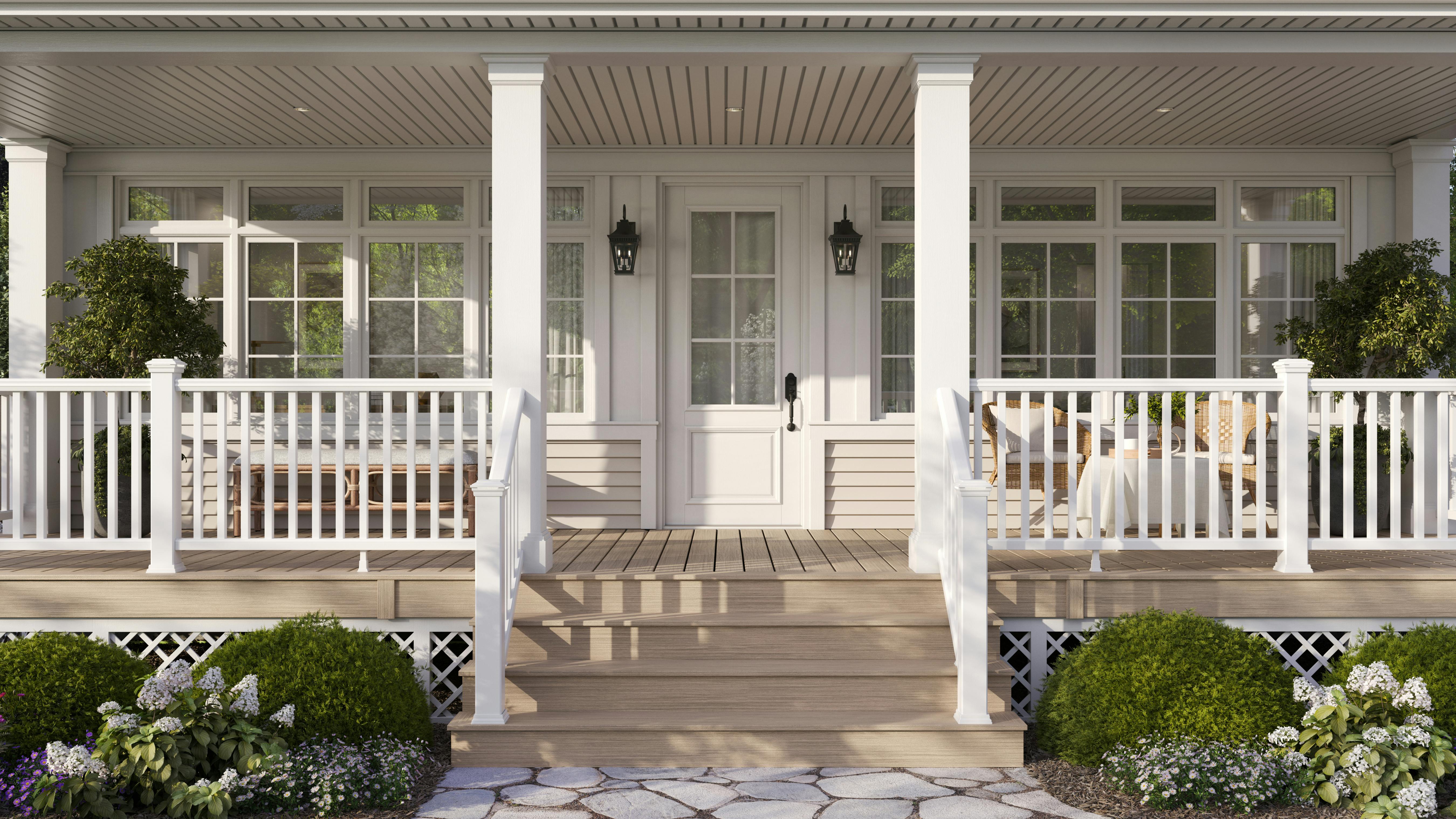 House front porch featuring Trex Select Decking with SunComfortable Technology