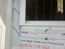 Don’t: Fastening with a pneumatic nail gun cracked the window flange, compromising its performance. Don’t: Fastening with a pneumatic nail gun cracked the window flange, compromising its performance.