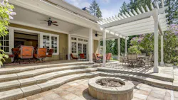 Cozy outdoor space featuring outdoor fireplace Cozy outdoor space featuring outdoor fireplace