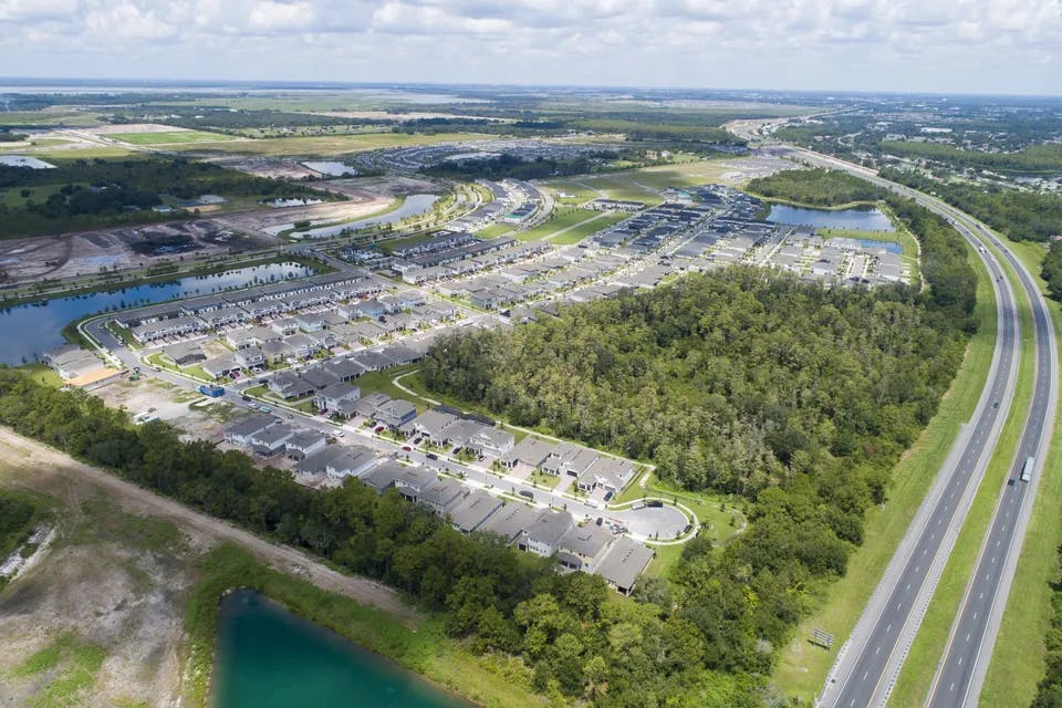 Adjacent to a new Florida Turnpike interchange south of Orlando, the Crossprairie master plan, now under construction, includes approvals for 5,200 residential units and nearly 3 million square feet of commercial space across approximately 1,500 acres.