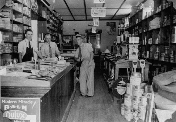 Photo of old-time hardware store interior