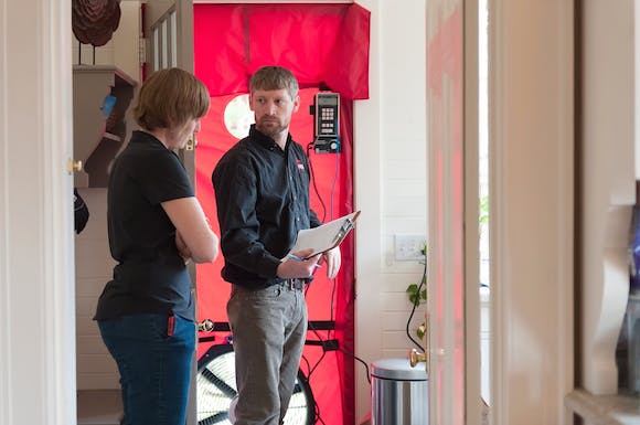 Blower-door test in progress