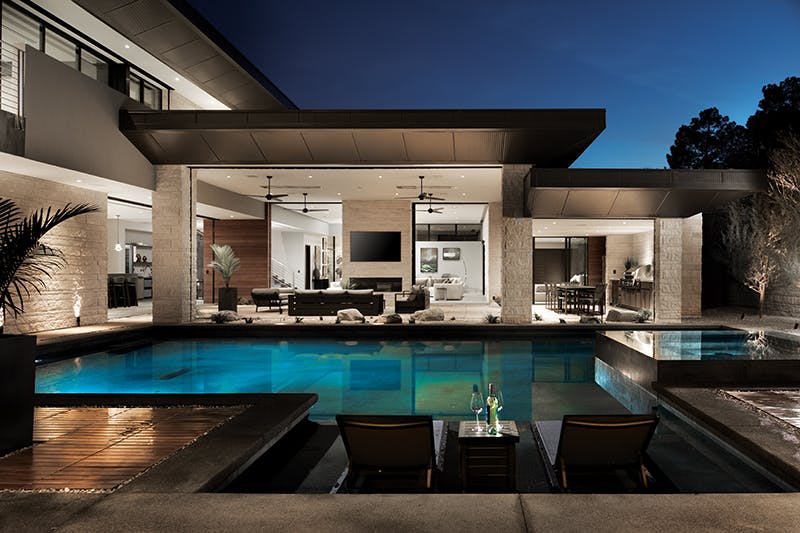 the new american remodel features an evaporative pool