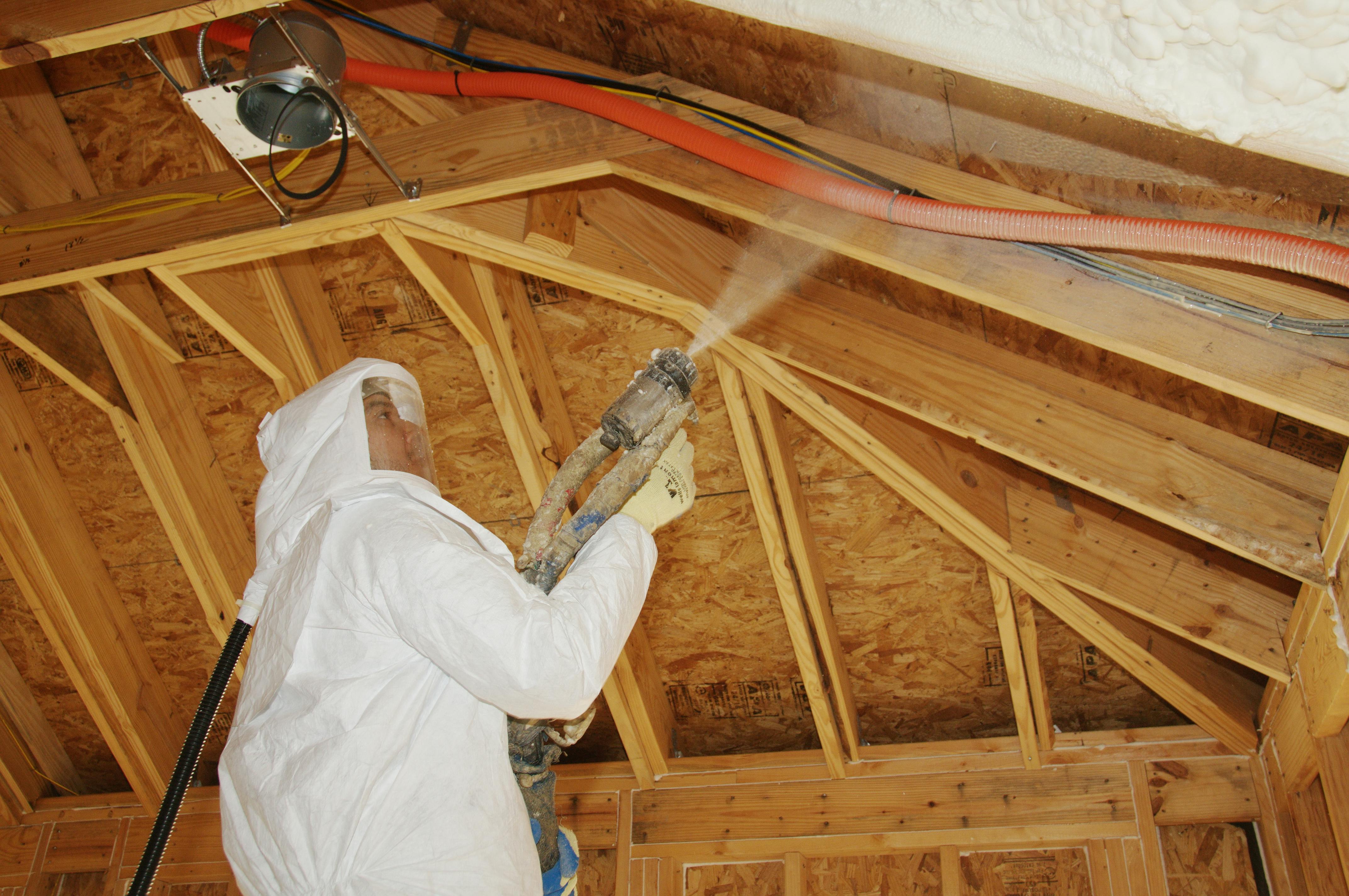 SPF is field-applied by sub-contractors using a specialized proportioner to mix