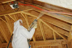 SPF is field-applied by sub-contractors using a specialized proportioner to mix SPF is field-applied by sub-contractors using a specialized proportioner to mix