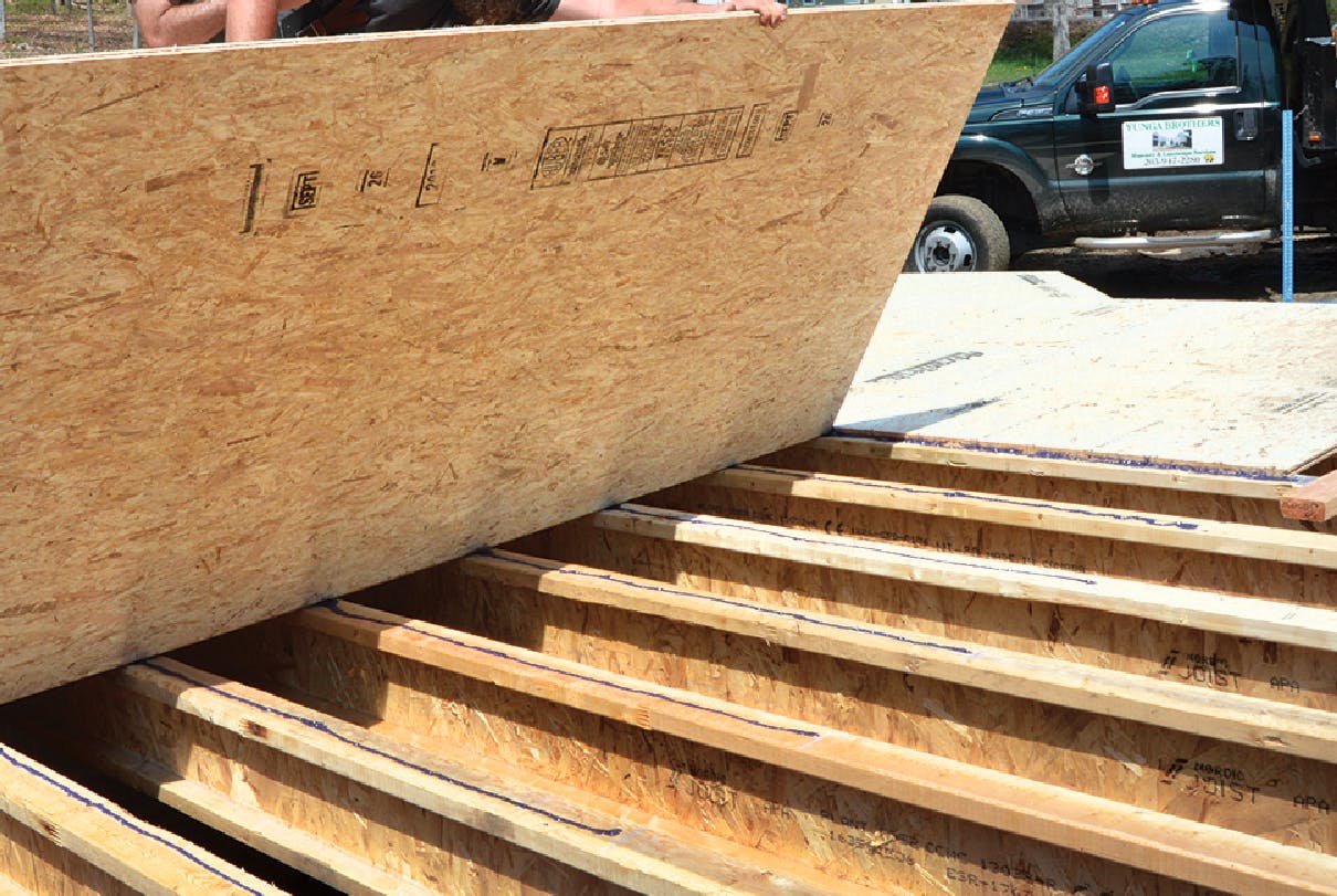 advantech subflooring being lain