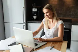 Woman on laptop learning Woman on laptop learning