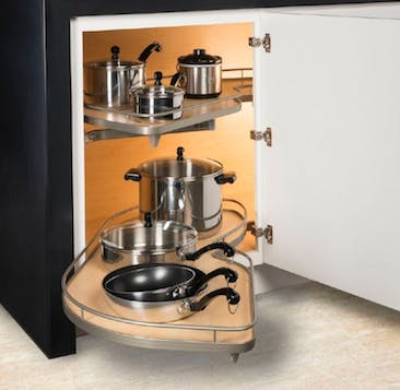 Hafele America's Loox line of LED lights offers Interior cabinet lighting to help illuminate deep cabinets such as this one.