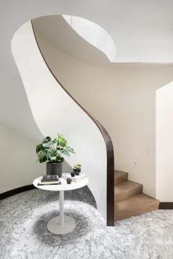 modern stair landing with plant modern stair landing with plant