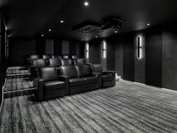 The clients were empty nesters who greatly enjoy hosting family and friends. With that in mind, the basement became its own staycation spot with a 13-seat soundproofed home theatre, kitchenette and game room. The clients were empty nesters who greatly enjoy hosting family and friends. With that in mind, the basement became its own staycation spot with a 13-seat soundproofed home theatre, kitchenette and game room.