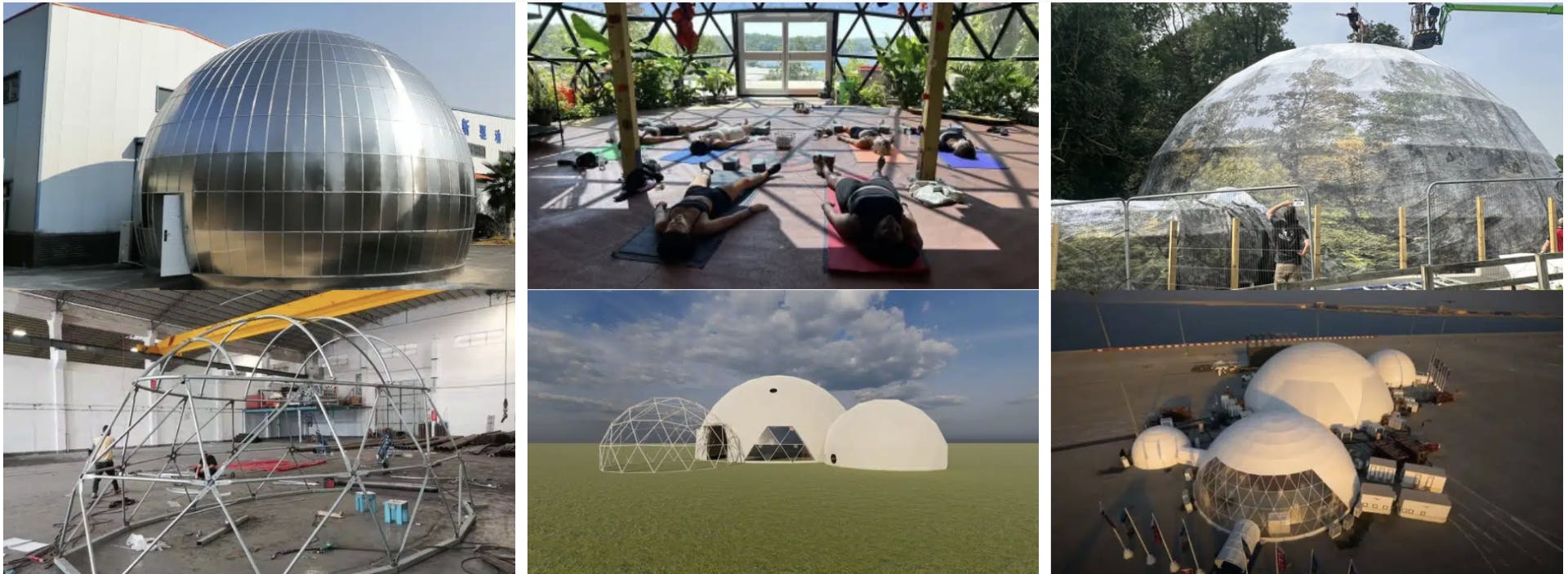 A collage of custom made domes from Domespaces