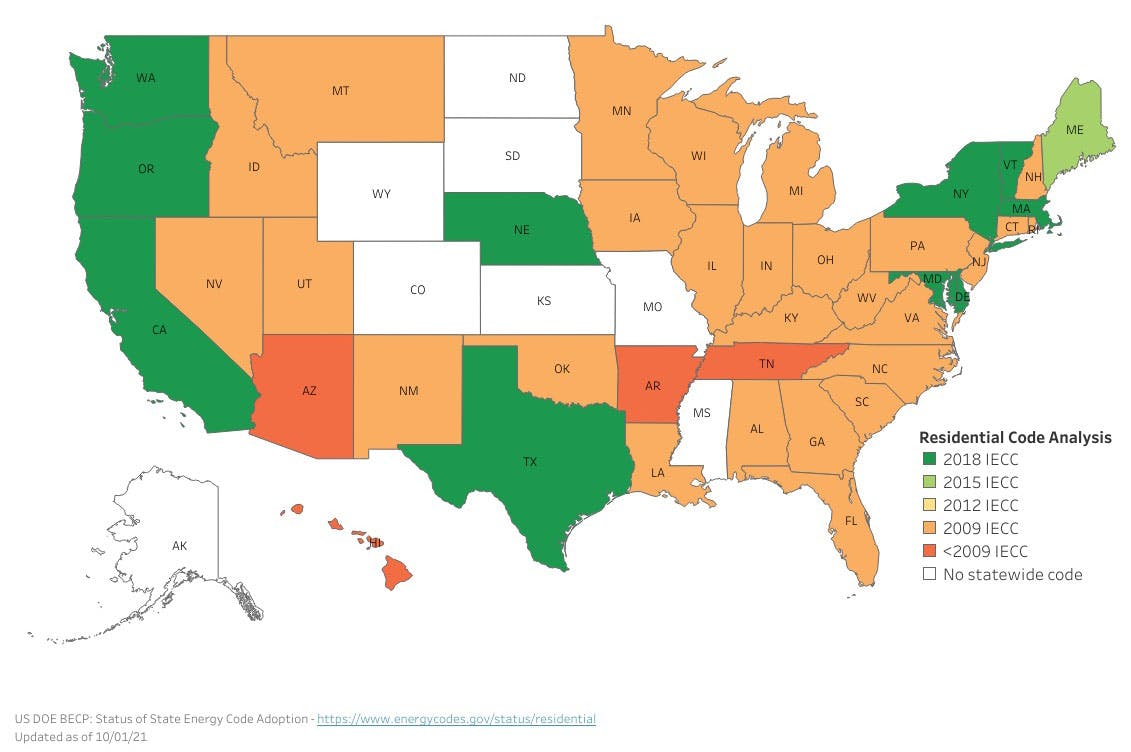 Residential State Code Map 2021