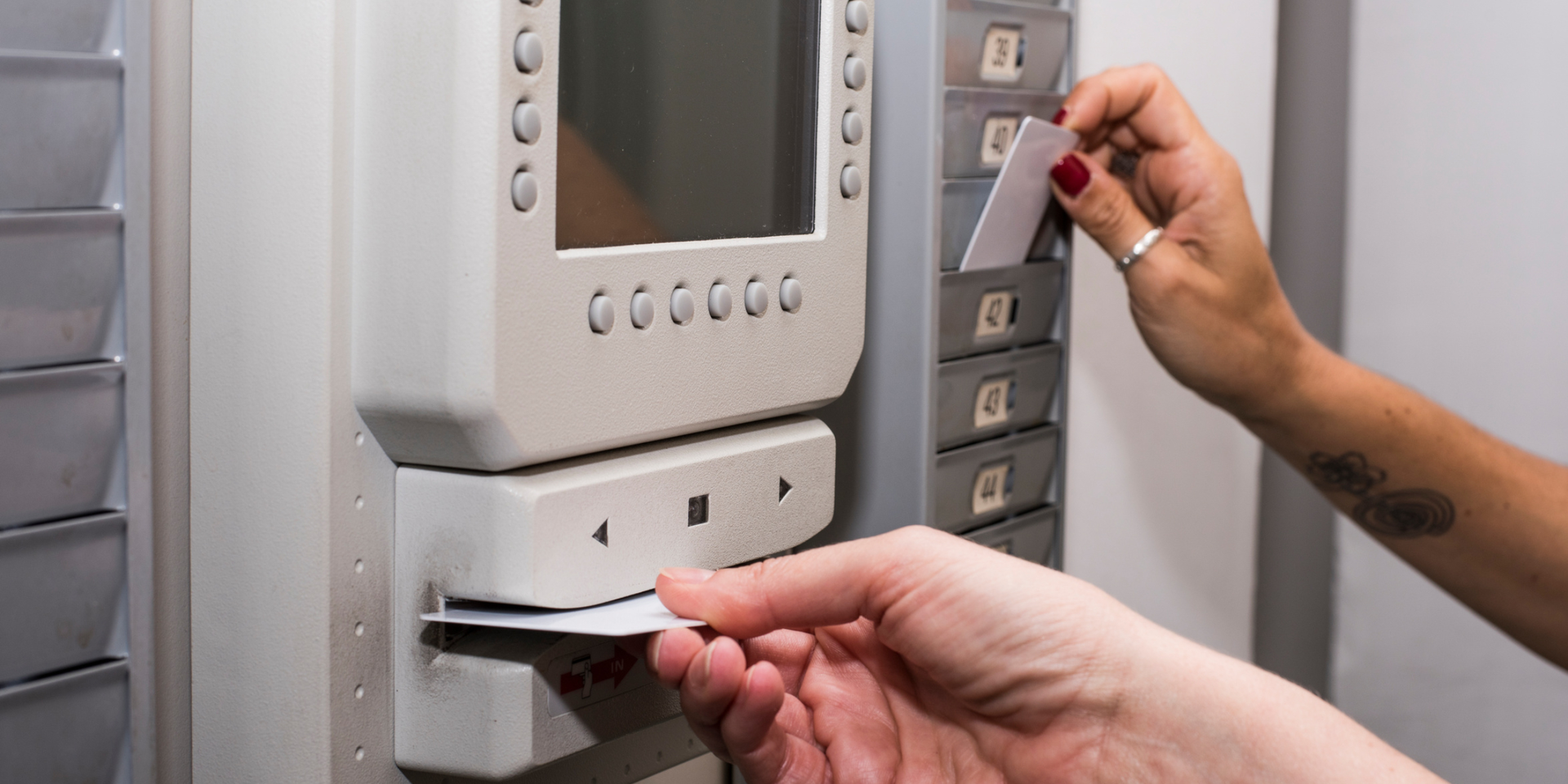 Workers clocking out.