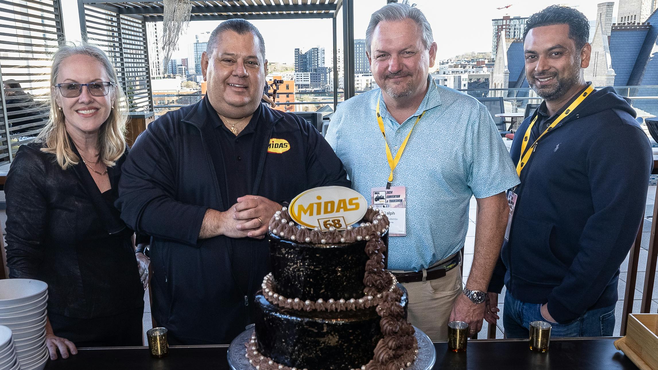 L to R: Phoebe Moll Hennessy, VP of Marketing & Merchandising &ndash; Midas Franchise; Lenny Valentino, Jr., President and COO of Midas; Ralph Luberda, Sr. Director of Sales and Operations for Midas; and Darryl Maraj, Chief Technology Officer for TBC Corporation.