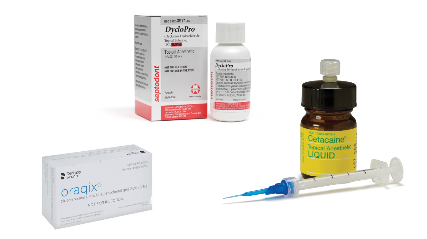 These are some of the many topical anesthetics available in dentistry.