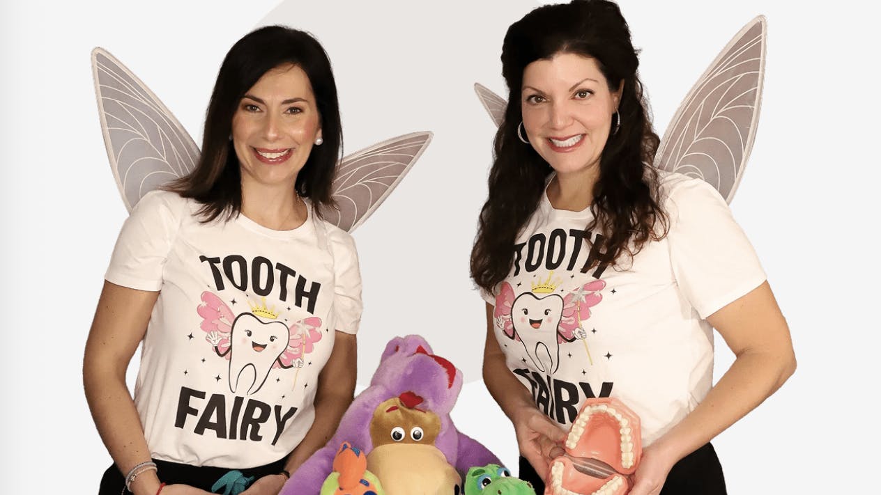 Myra Nikitas, RDH, CPHDH, left, and Mary Duquette, BS, RDH, CPHDH, are the founders of Traveling Tooth Fairies.