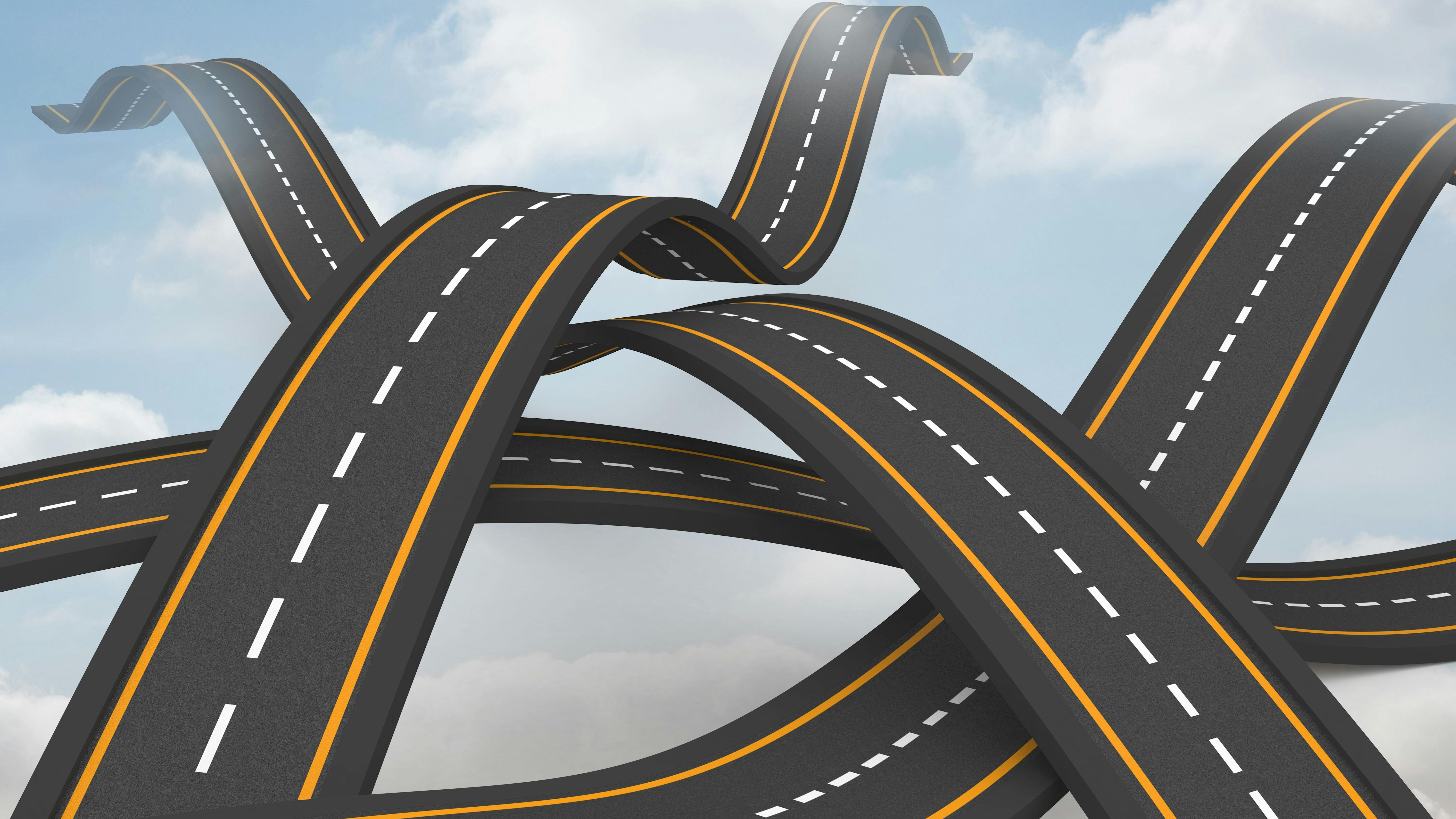 illustration of criss-crossing roads