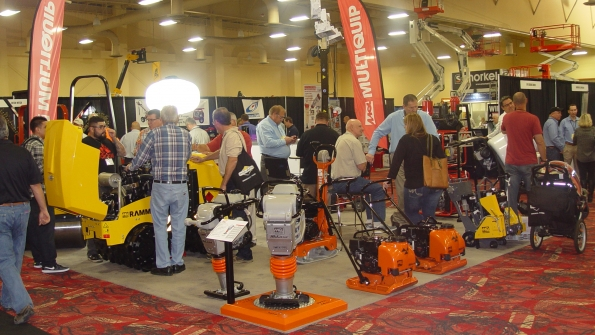 Visitors crowd Multiquip booth at CRA Rental Rally in Las Vegas in 2015