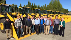 PacWest Machinery staff along with a row of wheel loaders PacWest will serve as an SDLG dealer and a distribution facility for the West Coast PacWest Machinery staff along with a row of wheel loaders PacWest will serve as an SDLG dealer and a distribution facility for the West Coast