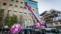 A pink crane named quotHopequot helps construct the Huntsman Cancer Institute in Salt Lake City A pink crane named quotHopequot helps construct the Huntsman Cancer Institute in Salt Lake City