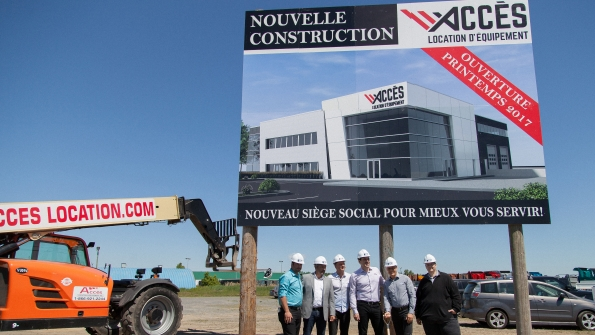 Accegraves Location DrsquoEacutequipement staff is ready for the groundbreaking ceremony in Beloeil Quebec