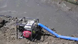 A Tsurumi TE250HA works to remove wasteladen slurry in the aftermath of the hurricane A Tsurumi TE250HA works to remove wasteladen slurry in the aftermath of the hurricane