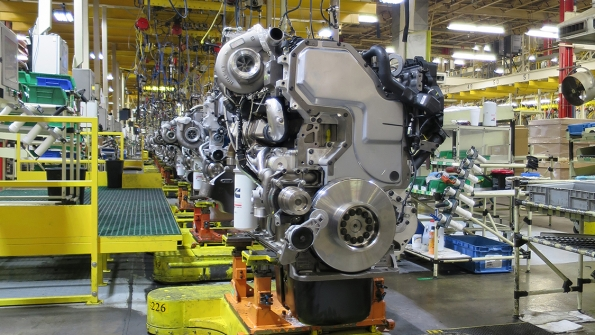 A Cummins engine in the factory