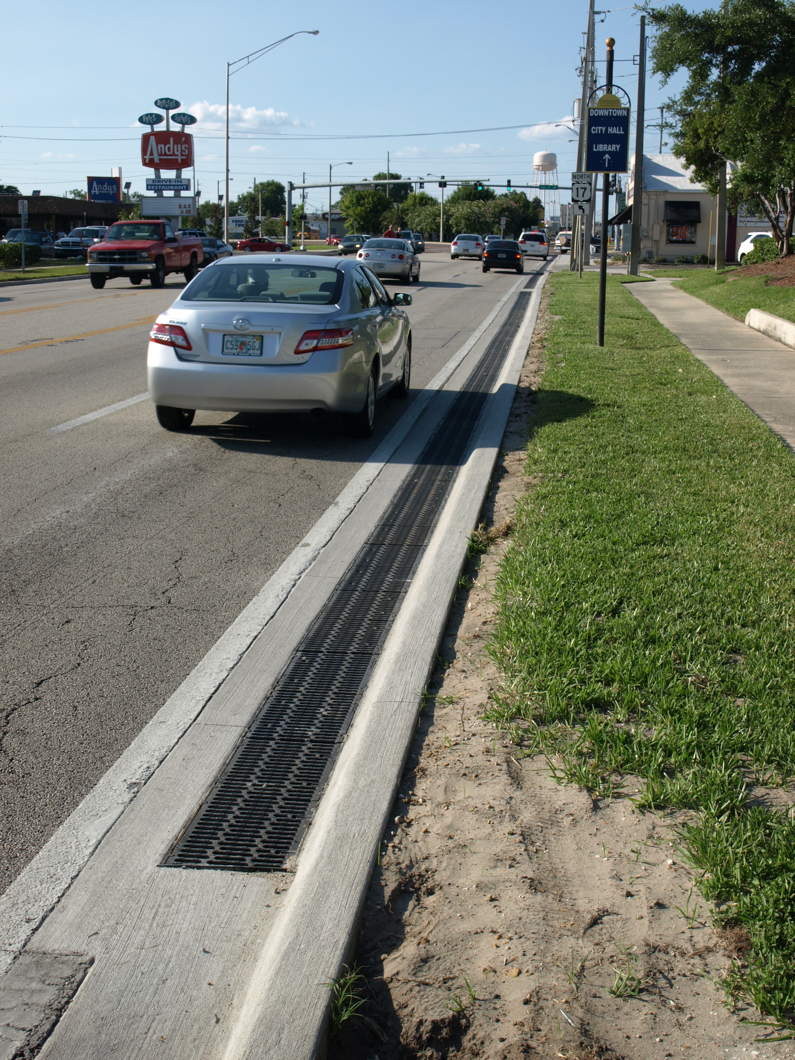 US 17 at Ave G after trench drain installation