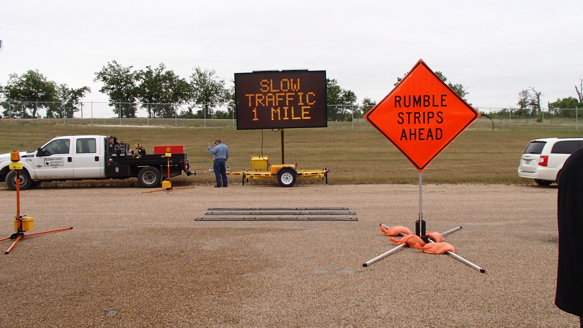 End of Queue Warning System, Pic 1, TxDOT Media Event, May 2013