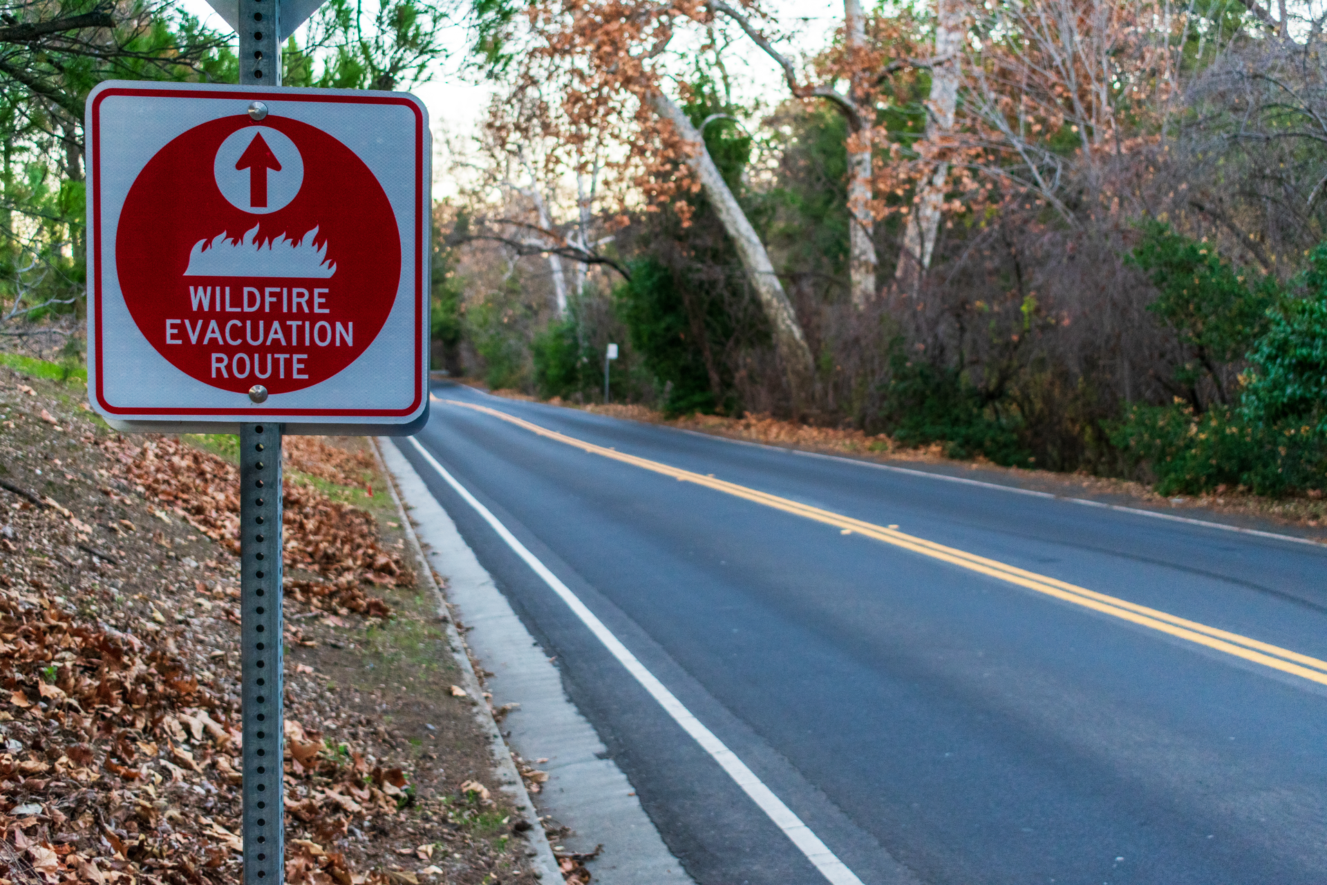 Red Wildfire Evacuation Route Sign 62e7dff3b8360