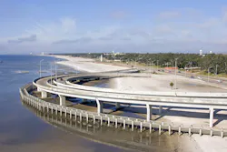 The ramp to the interstate highway 110 in Biloxi, Mississippi blocks the beach so a walkway was constructed after Hurricane Katrina. The ramp to the interstate highway 110 in Biloxi, Mississippi blocks the beach so a walkway was constructed after Hurricane Katrina.