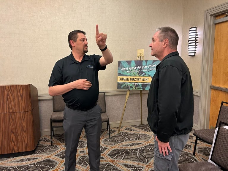 Senior Deputy Brian Phillips, Adam&rsquo;s County Sheriff's Office, conducts mock roadside impairment test on clinic volunteer