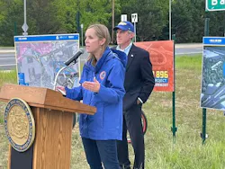 Governor John Carney (right) and Nicole Majeski (above at podium) at the groundbreaking event. Governor John Carney (right) and Nicole Majeski (above at podium) at the groundbreaking event.