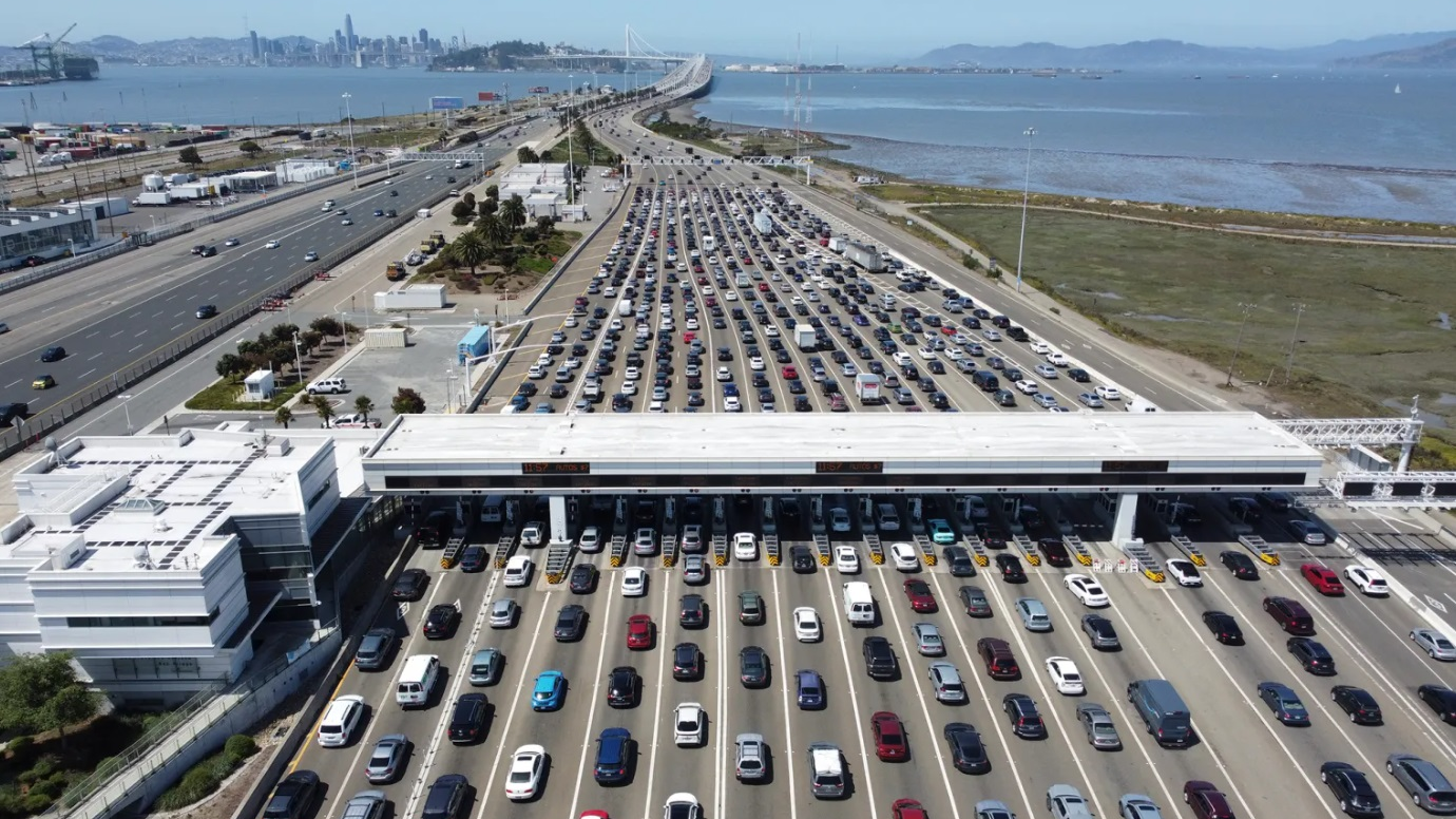 Bay Bridge Toll Plaza. San Francisco-Oakland Bay Bridge