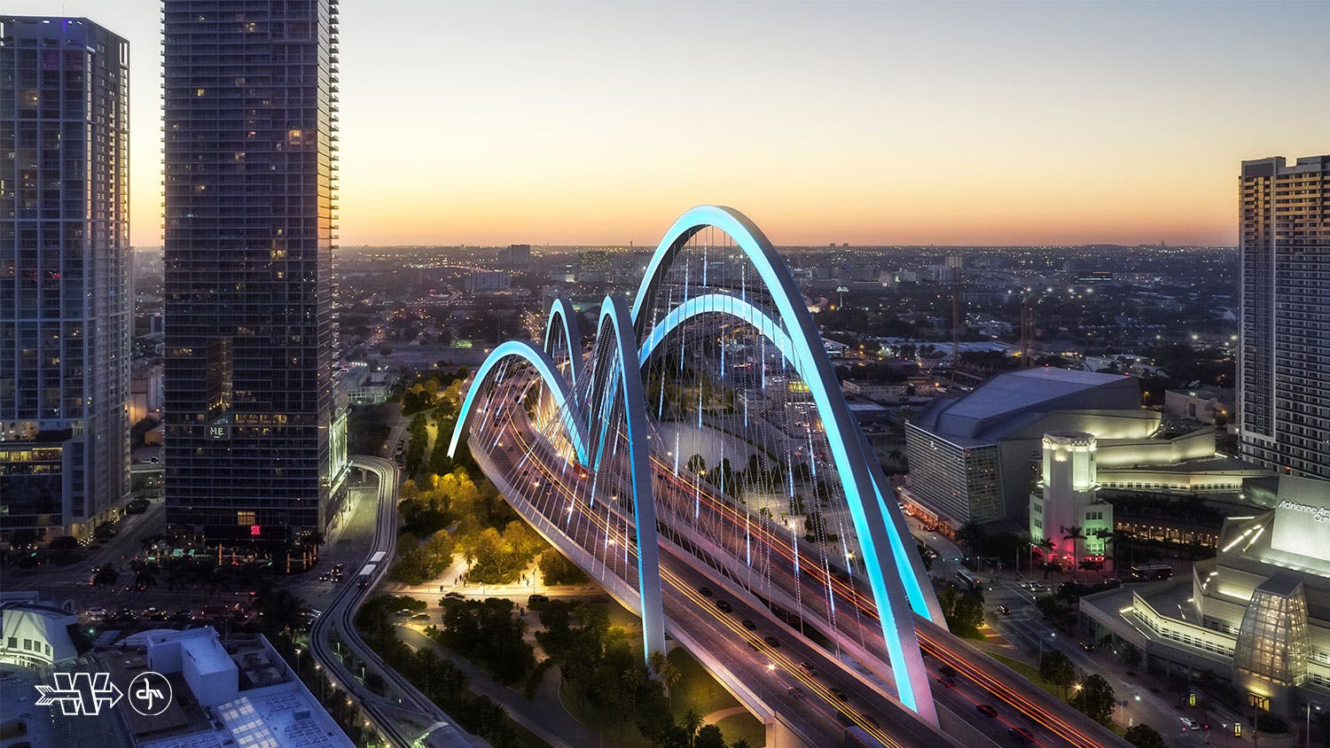 The fountain bridge rendering in Miami