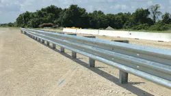 The installation consisted of a Thrie-beam guardrail system, chosen for this next step in testing based on its enhanced strength and containment capabilities. The installation consisted of a Thrie-beam guardrail system, chosen for this next step in testing based on its enhanced strength and containment capabilities.