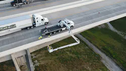 Underbridge inspection unit being employed by Ohio Department of Transportation on the Jeremiah Morrow Bridge, Ohio’s tallest bridge, in Warren County. Underbridge inspection unit being employed by Ohio Department of Transportation on the Jeremiah Morrow Bridge, Ohio’s tallest bridge, in Warren County.