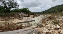 The Cow Creek Bridge in Central Texas was destroyed after devastating floods on July 5, 2025. The Cow Creek Bridge in Central Texas was destroyed after devastating floods on July 5, 2025.