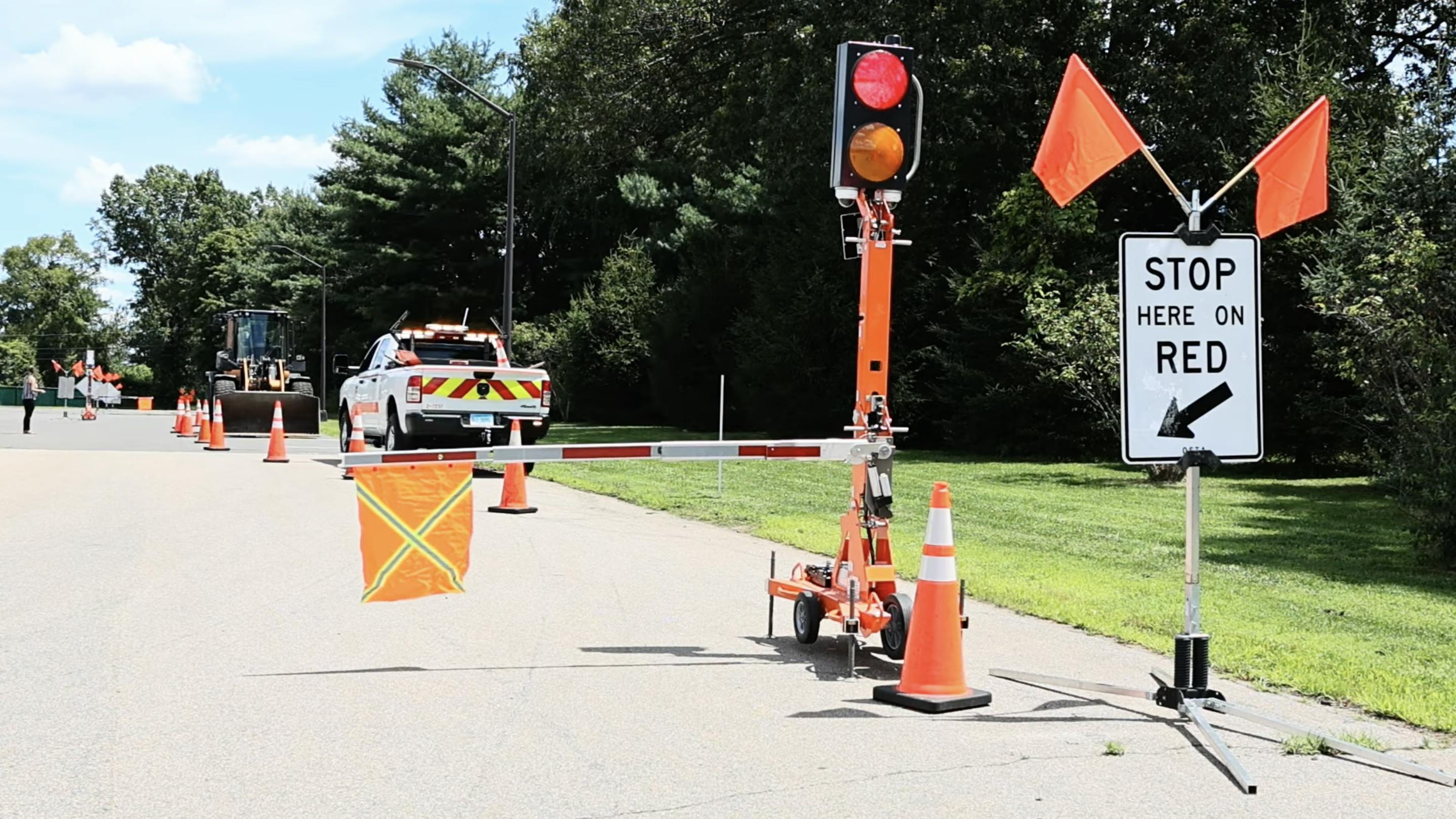 The automated flagger assistance devices adopted by the Connecticut Department of Transportation to increase work zone safety.