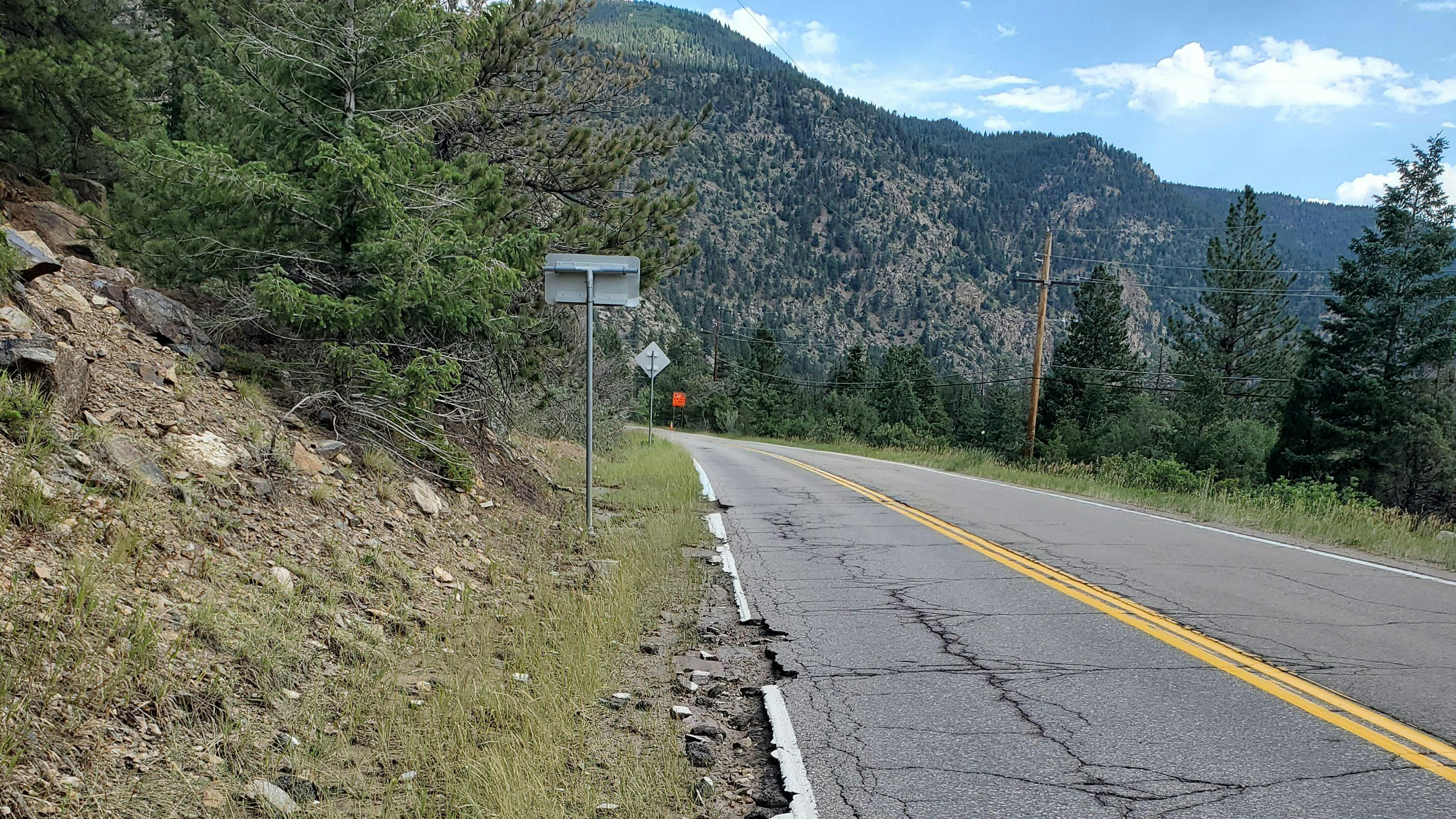 U.S. Highway 40 near Empire, Colorado, before it was resurfaced in a 2025 maintenance project.