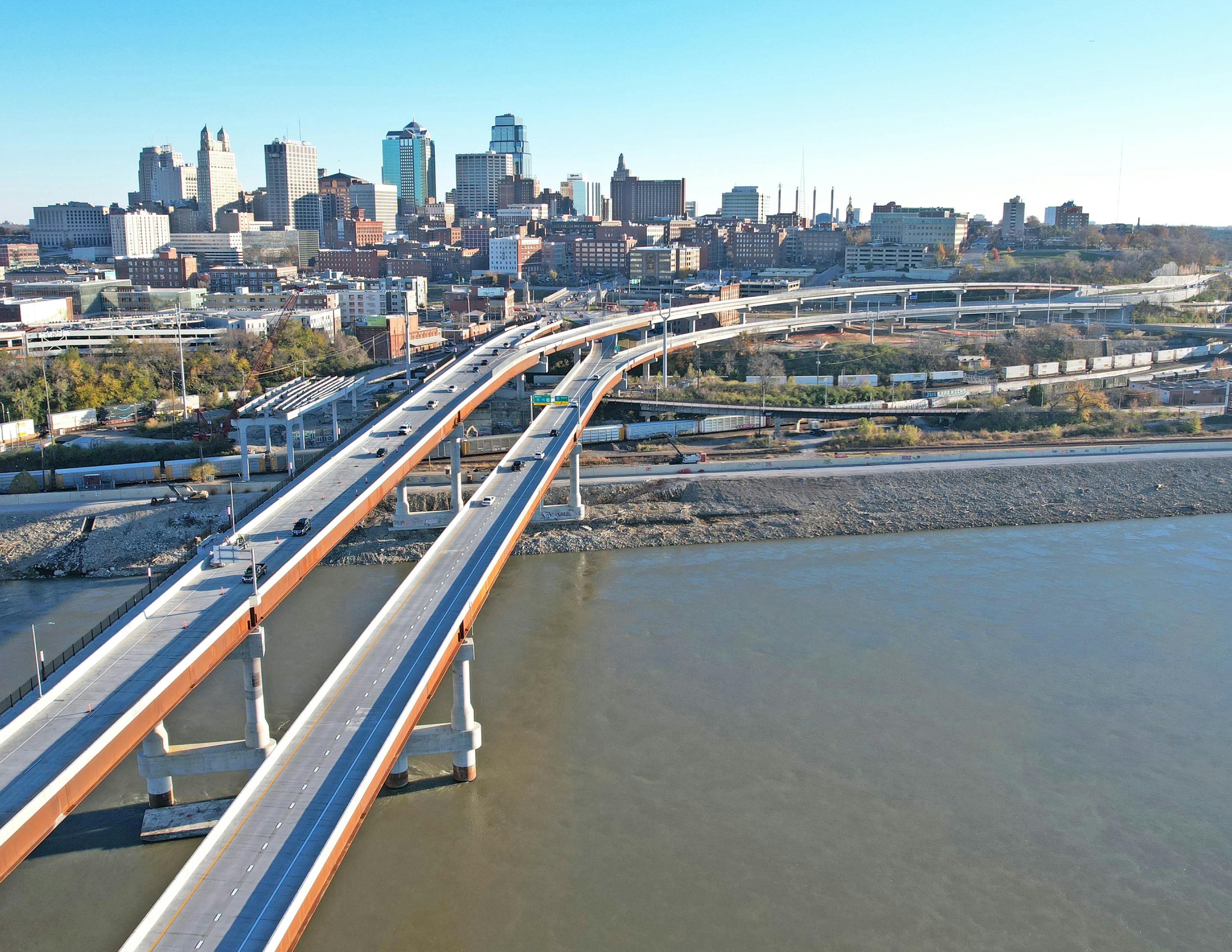 The completed Buck O'Neil Bridge in Kansas City, Missouri.