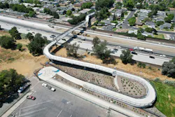 The Sycamore Trail Overpass Pedestrian Bridge in West Sacramento, California. The Sycamore Trail Overpass Pedestrian Bridge in West Sacramento, California.