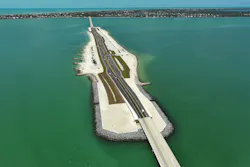An aerial view of the reconstructed Sanibel Causeway in Lee County, Florida. An aerial view of the reconstructed Sanibel Causeway in Lee County, Florida.