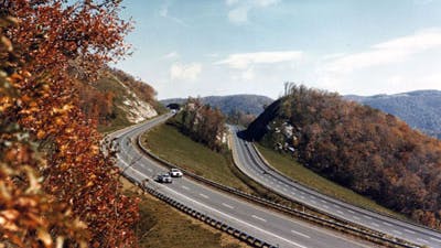 An old photo of Virginia's Interstate 77 in 1980.