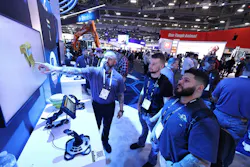 A Trimble employee showcasing new technology at CONEXPO/CON-AGG 2023. A Trimble employee showcasing new technology at CONEXPO/CON-AGG 2023.