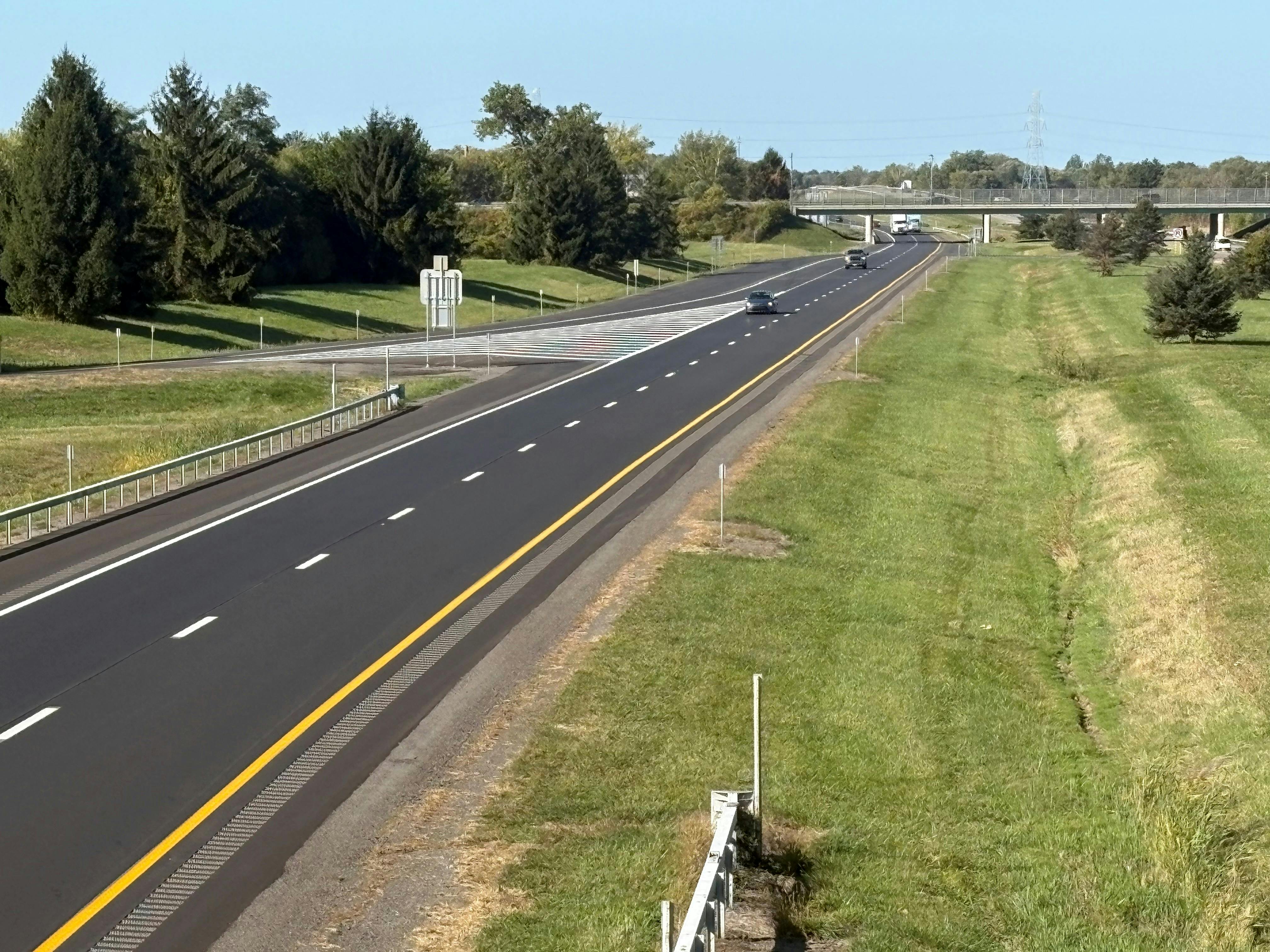An aerial shot of the New York State Thruway in Oak Grove, N.Y.
