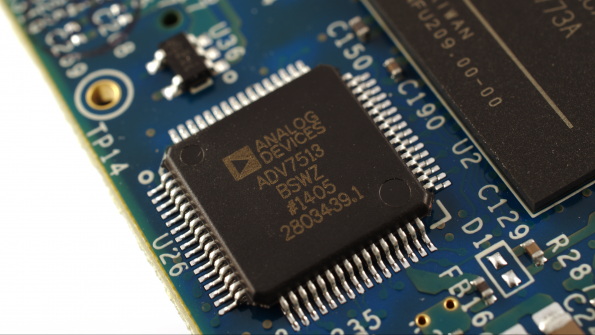 Analog Devices interface chip on a circuit board