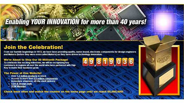 DigiKey Corp will soon ship its 50 millionth package