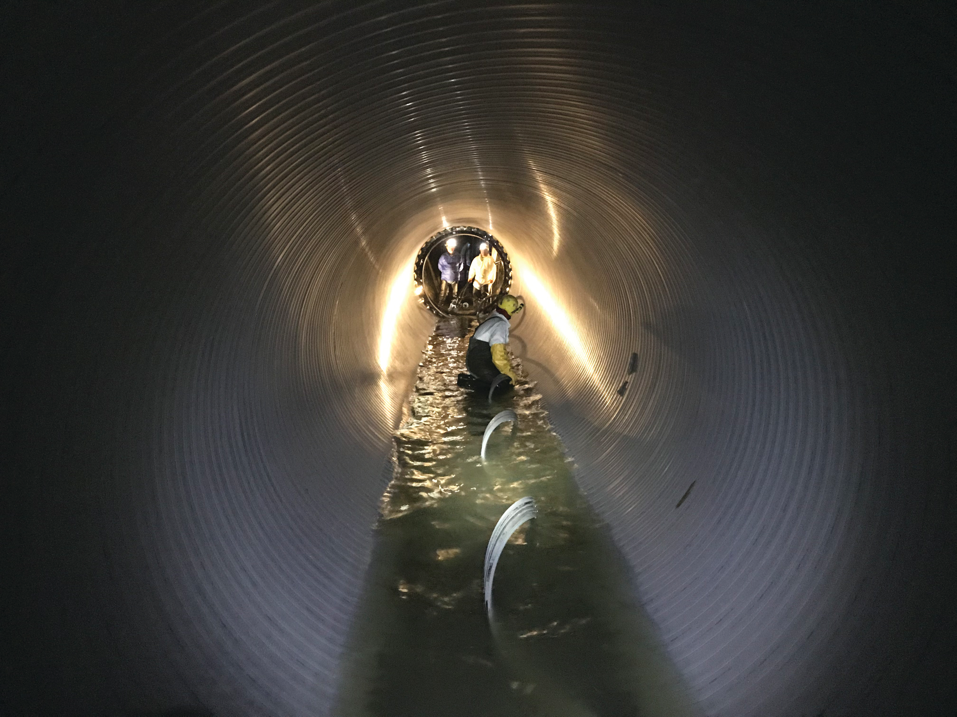 82-inch PVC liner installed in live flow
